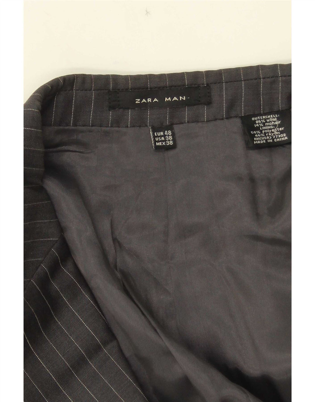 Blazer pentru bărbați Zara cu 2 nasturi UE 48 Lână cu dungi gri mediu