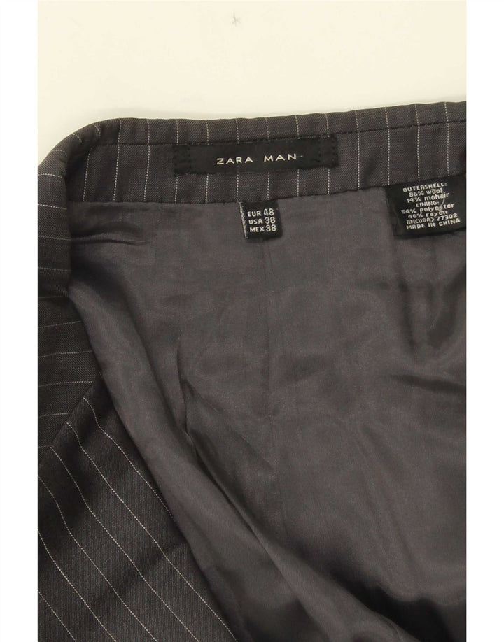 Blazer pentru bărbați Zara cu 2 nasturi UE 48 Lână cu dungi gri mediu