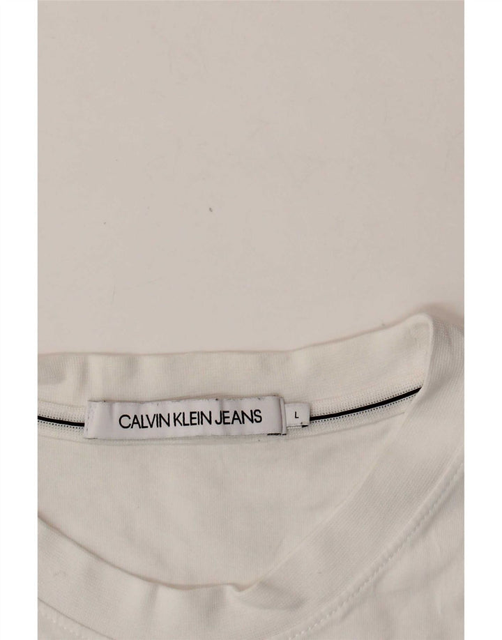 Calvin Klein Jeans Top pentru bărbați cu mânecă lungă, mare, alb