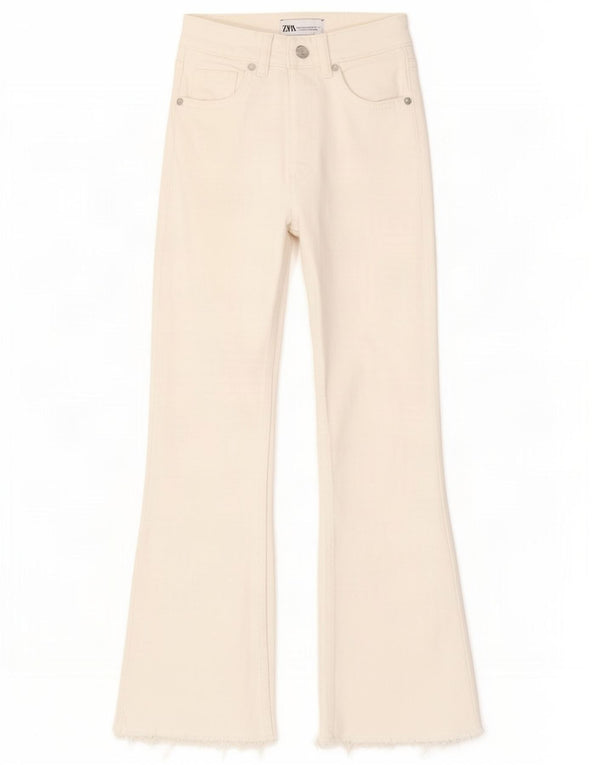 Zara Womens Wide Leg Jeans EU 32 2XS W22 L25 Off White