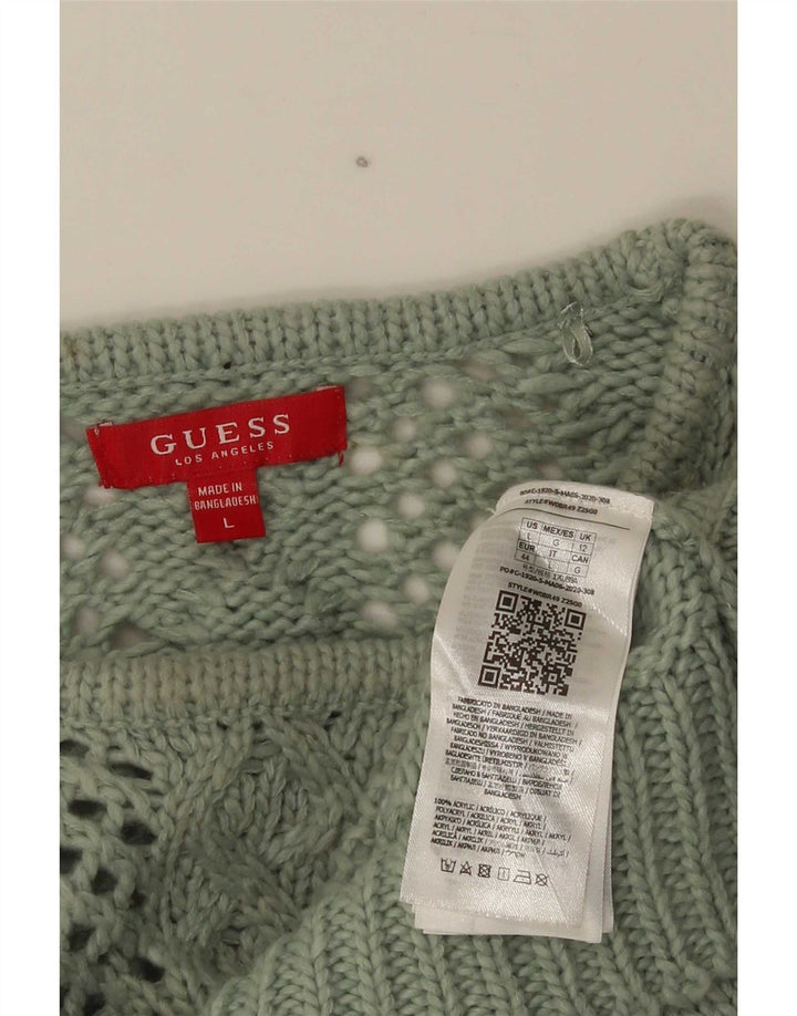 Pulover Guess pentru femei cu decolteu triplu UK 12, verde mediu acrilic