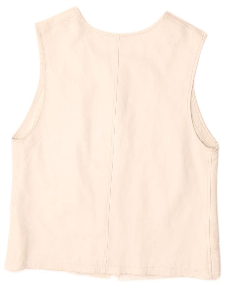 VINTAGE Gilet din piele pentru femei UK 12 Medium White
