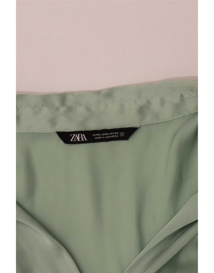 Bluză cămașă pentru femei Zara UK 14 verde mediu