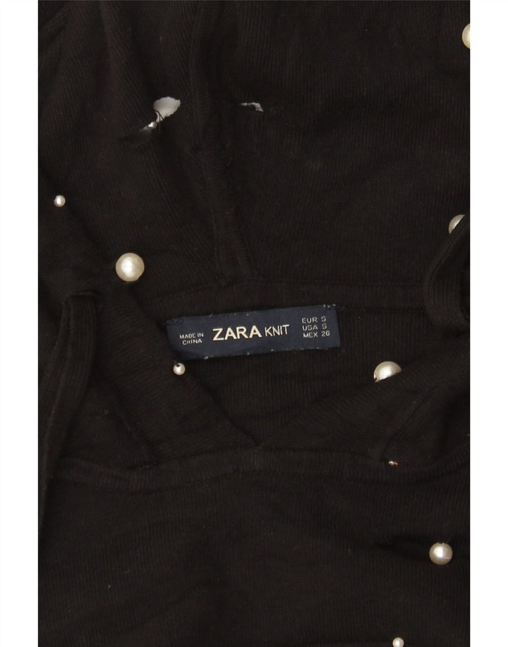Pulover supradimensionat cu glugă pentru femei Zara UK 10 Mic Negru