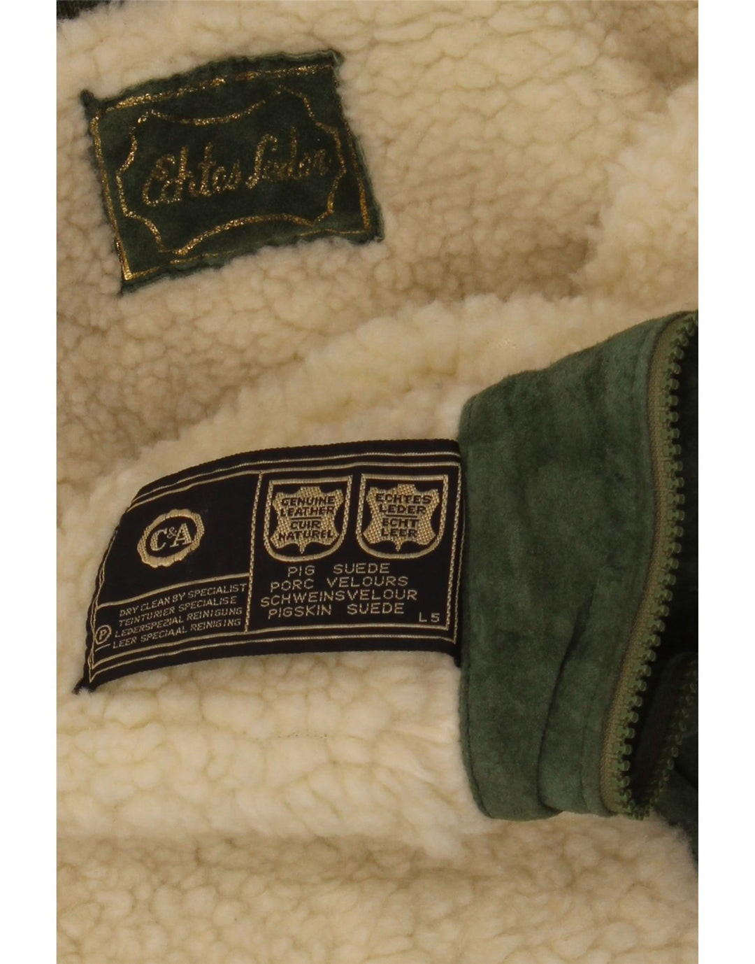 C&A Jachetă pentru femei Sherpa Suede EU 42 Mare, verde, piele