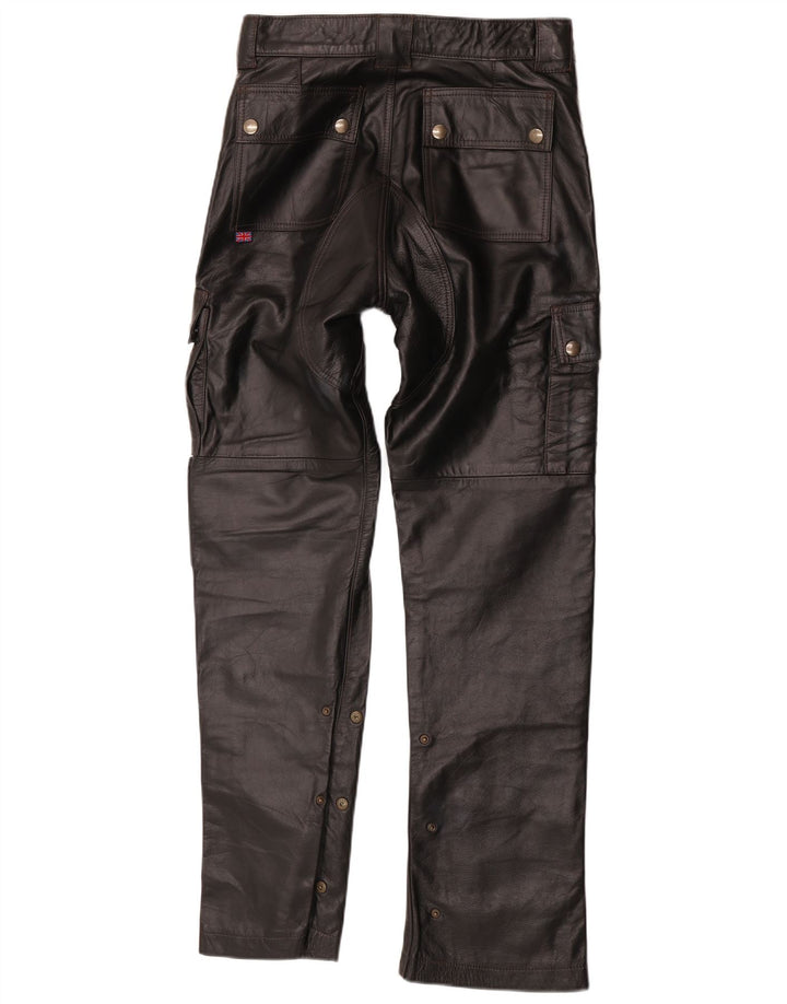 Pantaloni cargo din piele pentru bărbați Belstaff Mici W30 L29 Biker din piele neagră