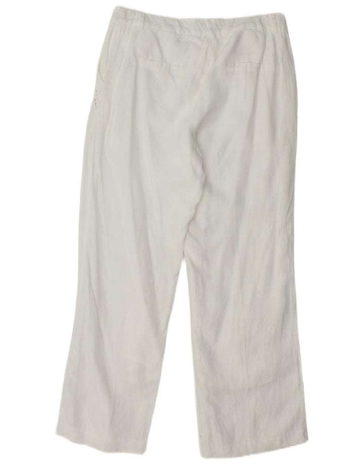 MONSOON Pantaloni chino drepți pentru femei UK 10 Small W27 L28 White Linen