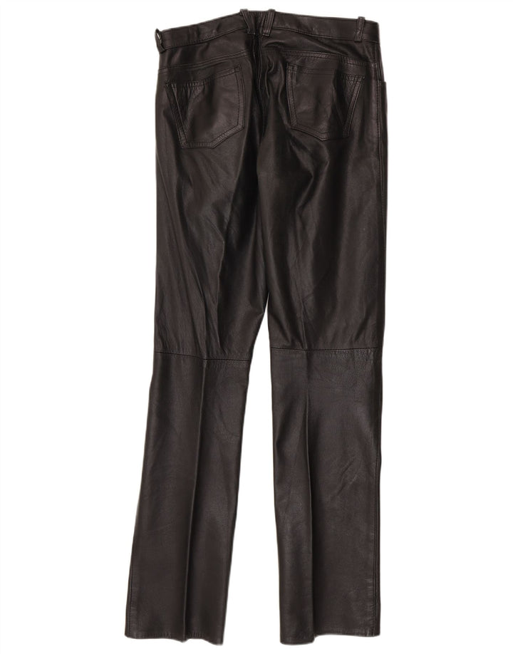 Pantaloni drepti din piele pentru femei Barone L30 L33 negri