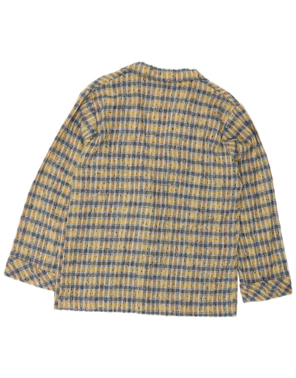 Jachetă Blazer pentru femei VINTAGE cu 3 nasturi UK 14 Medium Yellow Check
