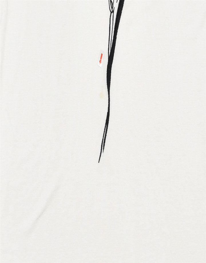 VINTAGE Womens Loose Fit Graphic Blouse Top EU 42 Medium Off White Viscose | Vintage | Thrift | Second-Hand | Used Clothing | Messina Hembry 