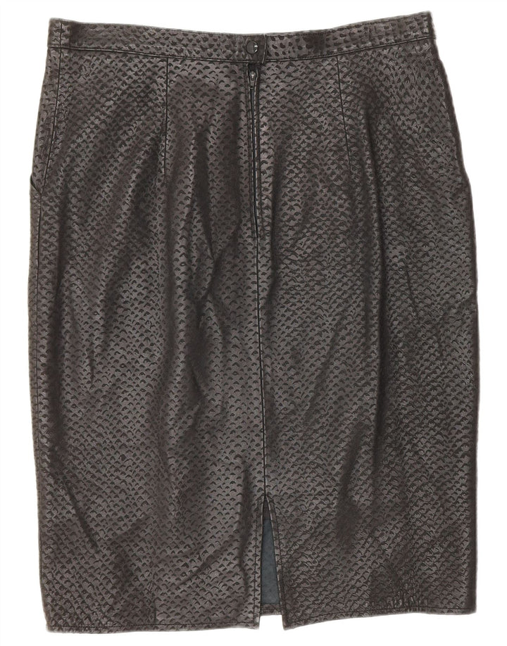 Fusta de piele vintage pentru femei W34 mare cu pete negre
