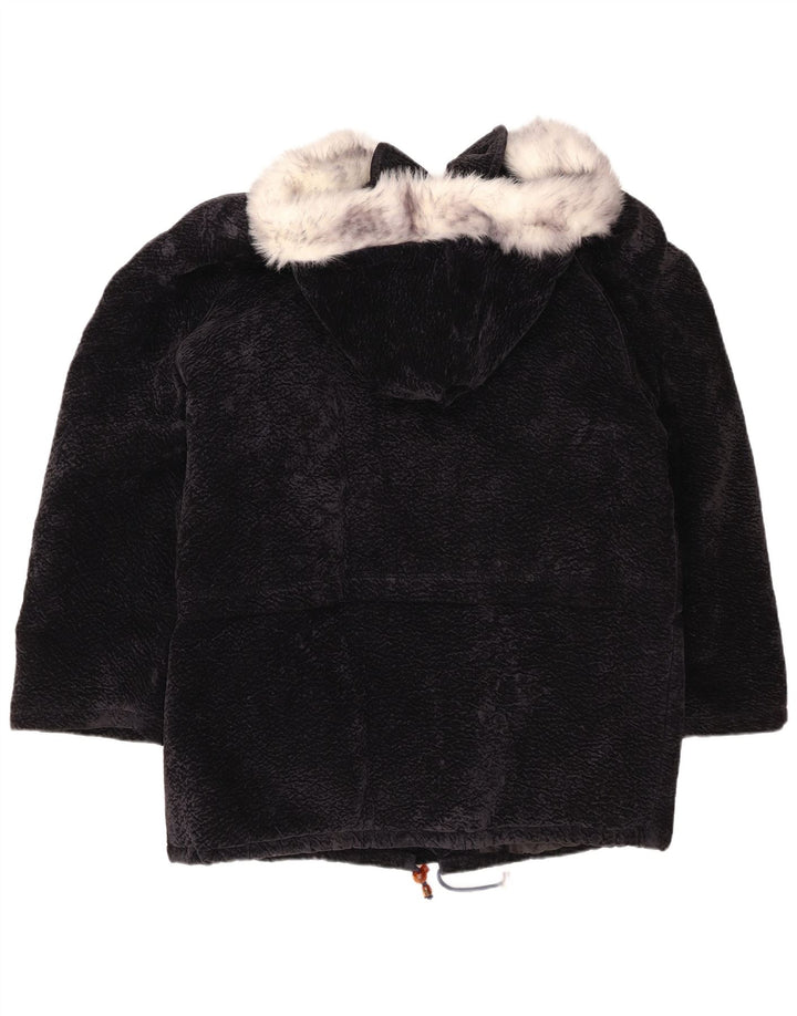 Pardesiu supradimensionat cu glugă vintage pentru femei UK 18 XL poliester bleumarin