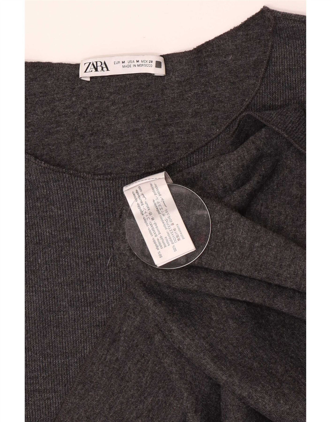 Tricou pentru femei Zara UK 12, bumbac gri mediu