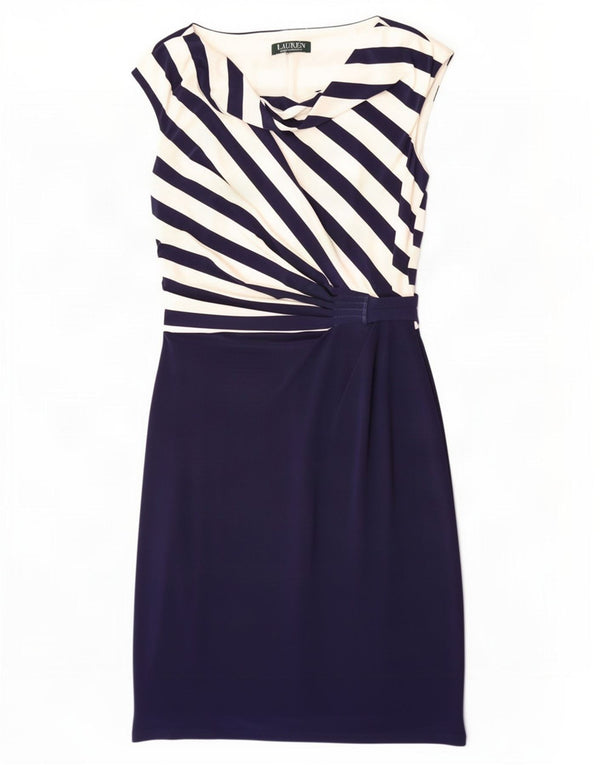 Rochie teacă fără mâneci pentru femei Ralph Lauren UK 12 Medium bleumarin cu dungi