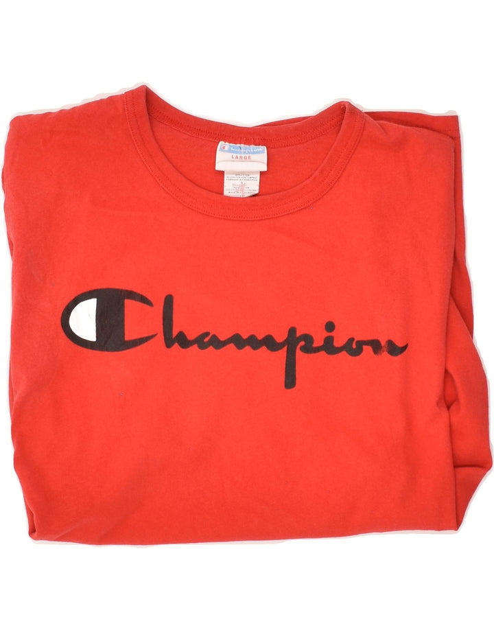 CHAMPION Mens Graphic T-Shirt Top Large Red Cotton Vintage Champion and Second-Hand Champion from Messina Hembry 