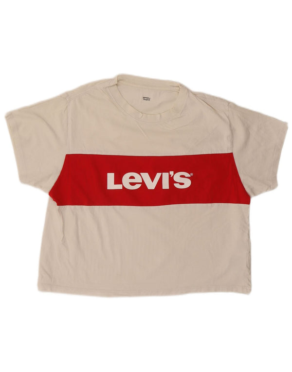 Tricou cu grafic Levi's pentru femei Top UK 16 Large White Bumbac