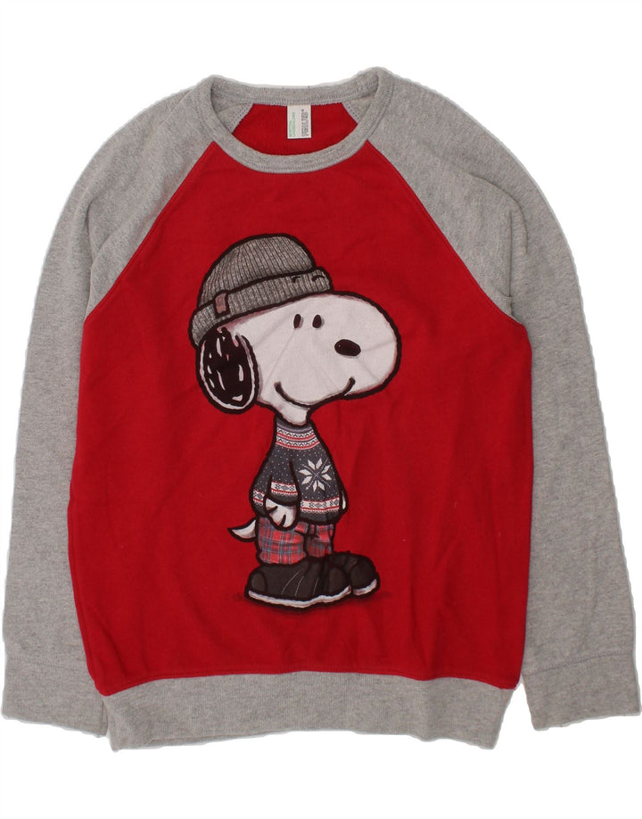 BENETTON Boys Graphic Sweatshirt Jumper 8-9 Years Large Red Colourblock Vintage Benetton and Second-Hand Benetton from Messina Hembry 