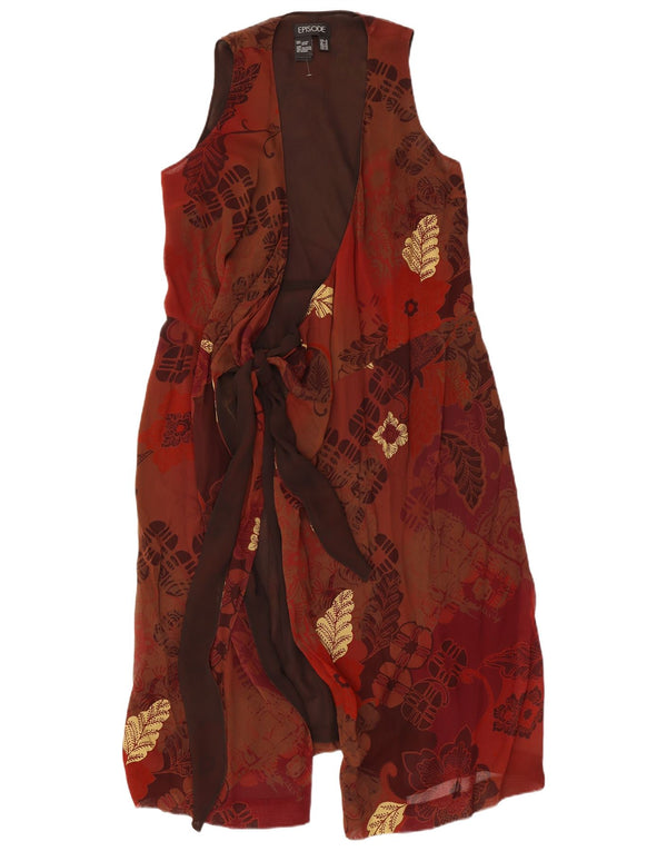 Episode Rochie Wrap fără mâneci pentru femei UK 12 Medium Burgundy Floral Viscose