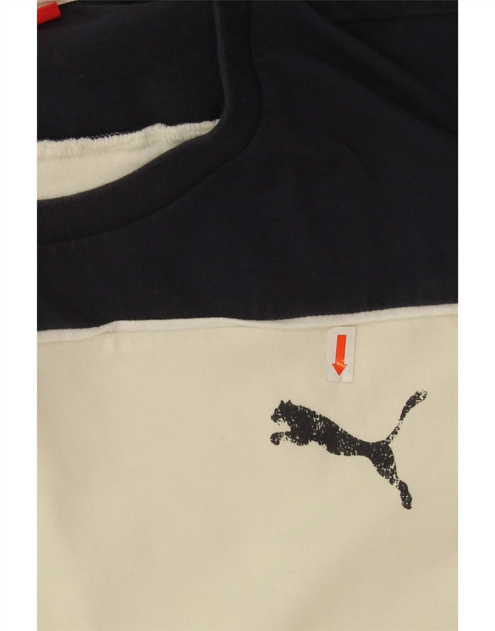 Top pentru bărbați Puma cu mânecă lungă, mare, din bumbac color bloc alb