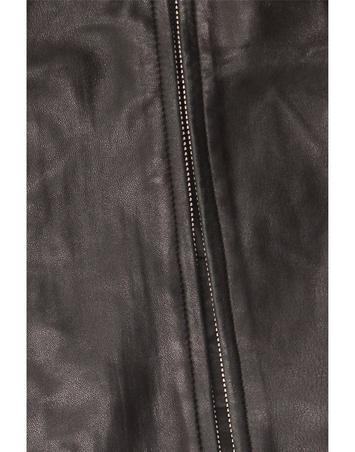 Jachetă de piele pentru femei JAEGER UK 12 Medium din piele neagră