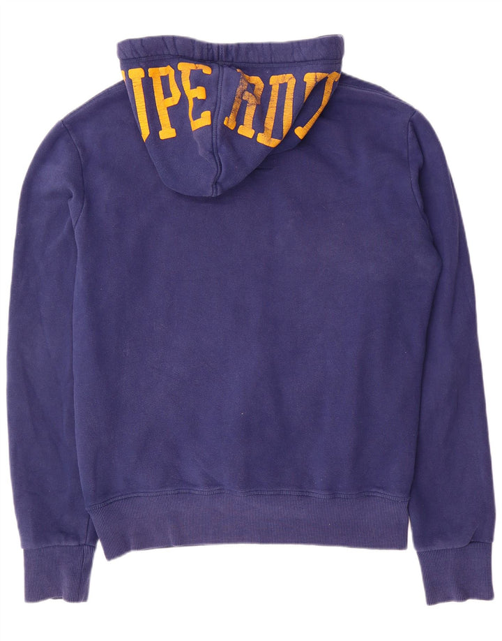 SUPERDRY Pulover cu glugă grafic pentru bărbați, mare, albastru, bumbac