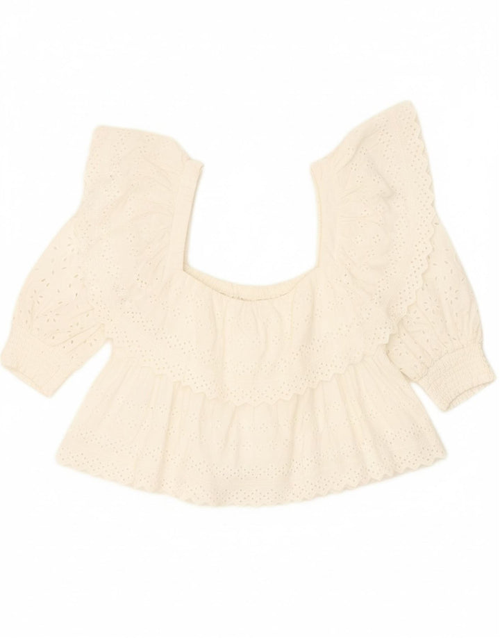 ZARA Womens Crop Blouse Top UK 20 2XL White Cotton Vintage Zara and Second-Hand Zara from Messina Hembry 