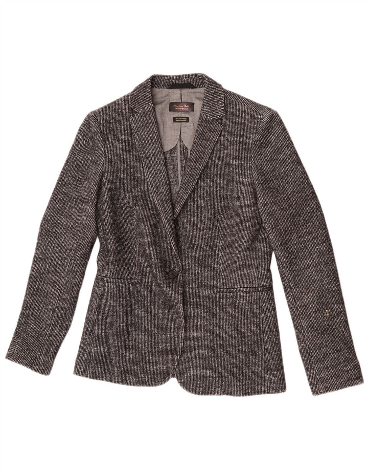 Massimo Dutti Jachetă Blazer Femei 1 Button EU 40 Medium Gri Houndstooth