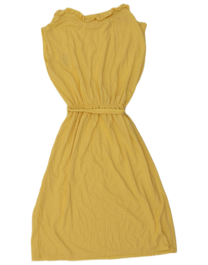 Rochie de bază fără mâneci vintage pentru femei UK 12 Medium Yellow Dunge