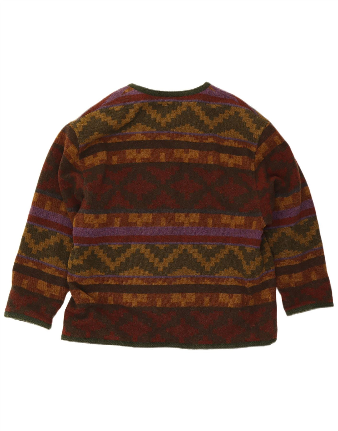 Pulover Cardigan Vintage pentru Damă UK 18 XL Lână Geometrică Multicoloră