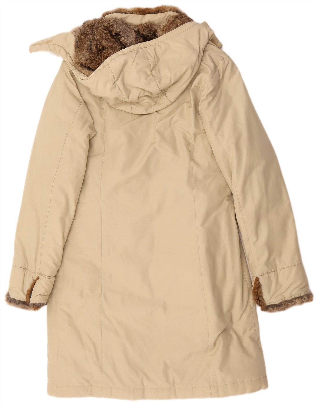 Palton căptușit cu glugă Woolrich pentru femei UK 12 bumbac mediu bej
