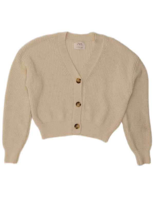 Pulover Crop Cardigan Fete Zara 13-14 Ani Alb