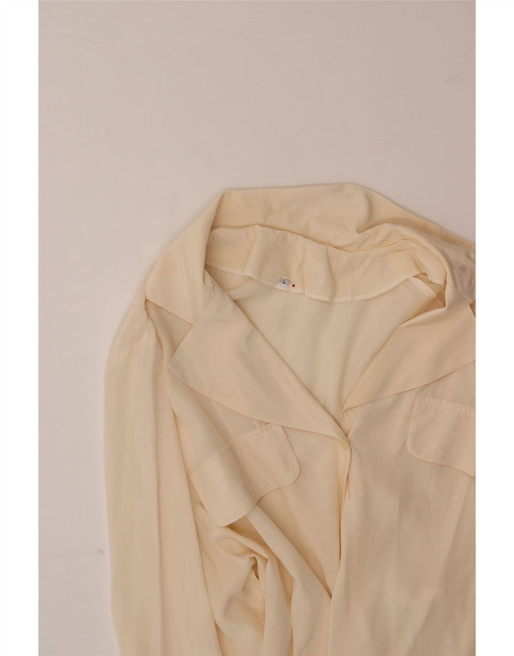 VINTAGE Womens Oversized Shirt Blouse UK 16 Large Off White Vintage Vintage and Second-Hand Vintage from Messina Hembry 