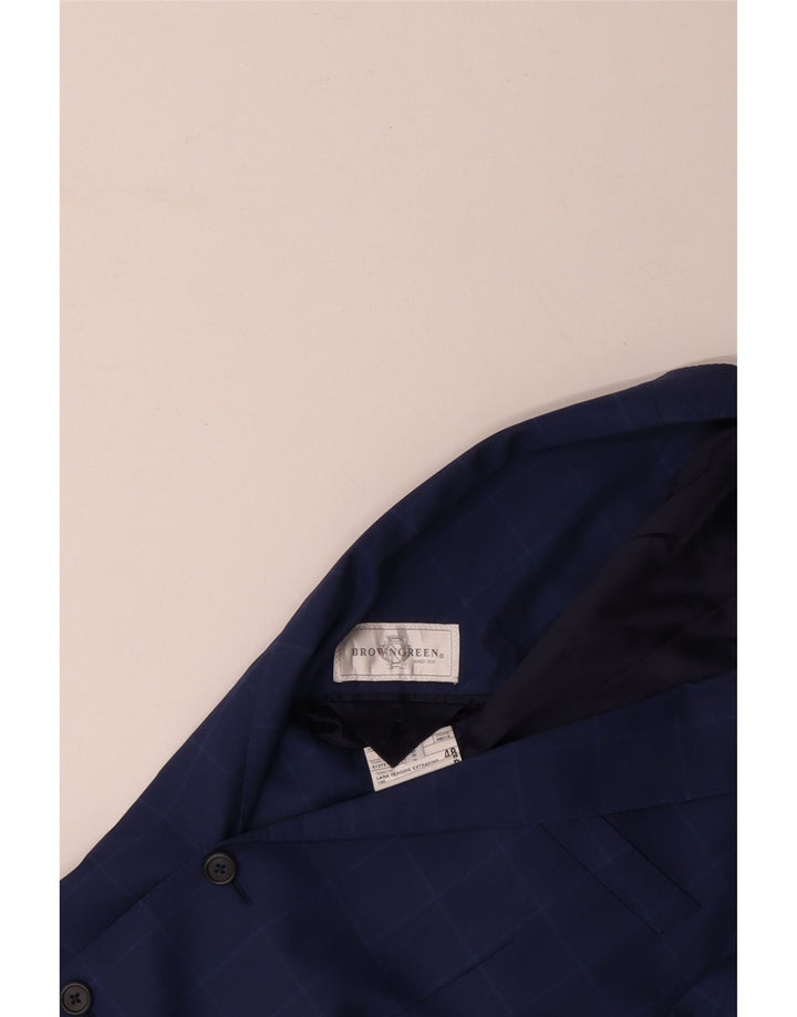 Jachetă pentru bărbați VINTAGE cu 2 nasturi IT 48 Medium Blue Check Lână virgină