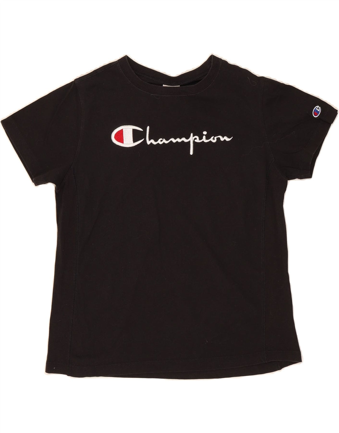 CHAMPION Womens Graphic T-Shirt Top UK 14 Medium Black Vintage Champion and Second-Hand Champion from Messina Hembry 