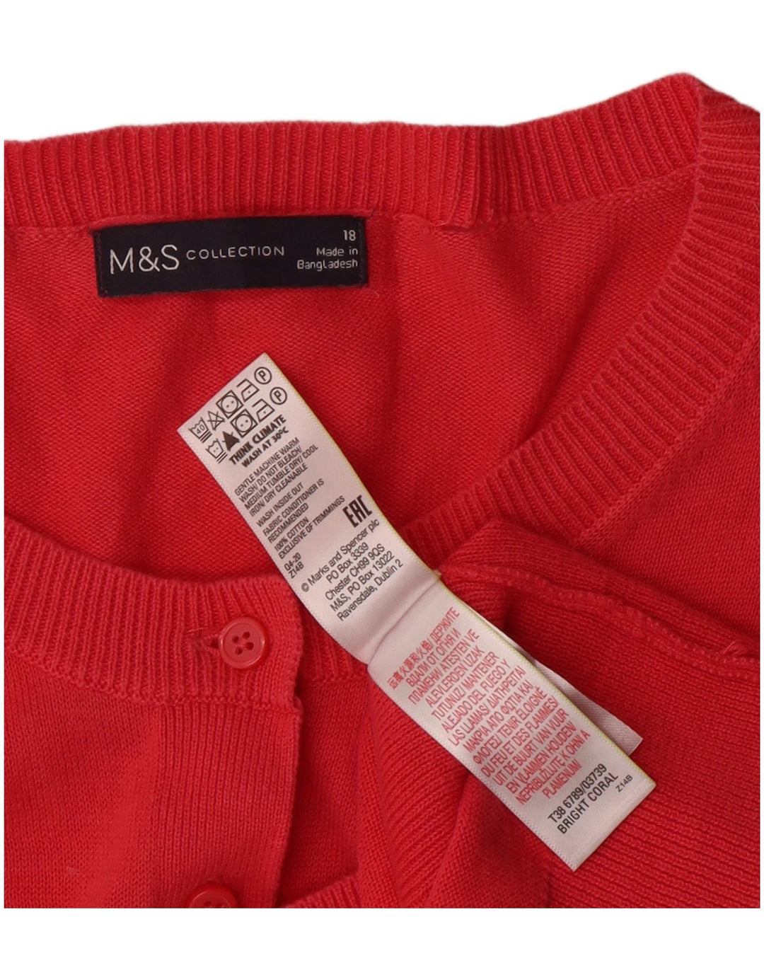MARKS & SPENCER Pulover cardigan pentru femei UK 18 XL bumbac roz