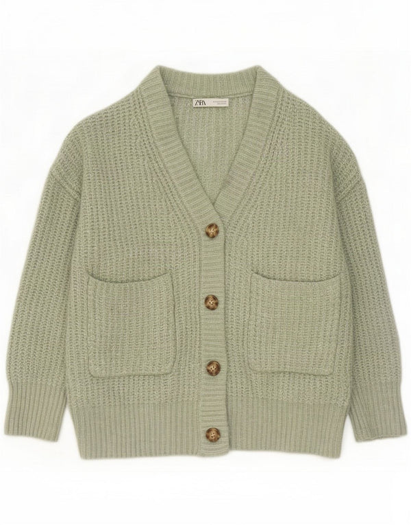 Zara Pulover cardigan supradimensionat pentru femei cu mâneci 3/4 UK 10 Small Green