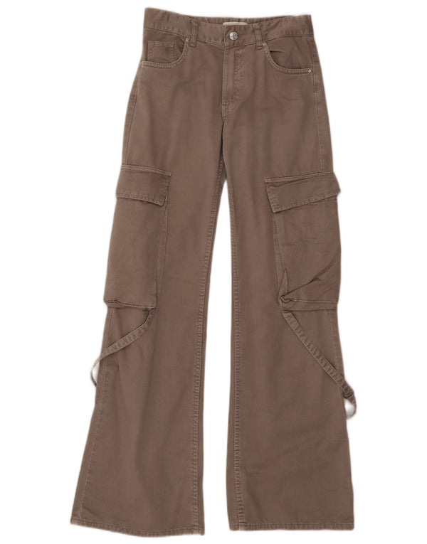 Pantaloni cargo pentru femei cu picioare largi Zara EU 32 2XS W22 L31 bumbac gri
