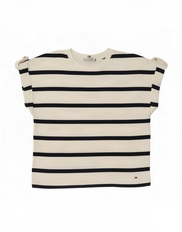 Tricou pentru femei Tommy Hilfiger Top UK 14 Medium White Striped Bumbac