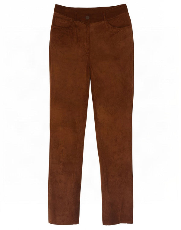 Pantaloni slim din piele intoarsa pentru femei Jones EU 36 Mici W26 L28 piele maro