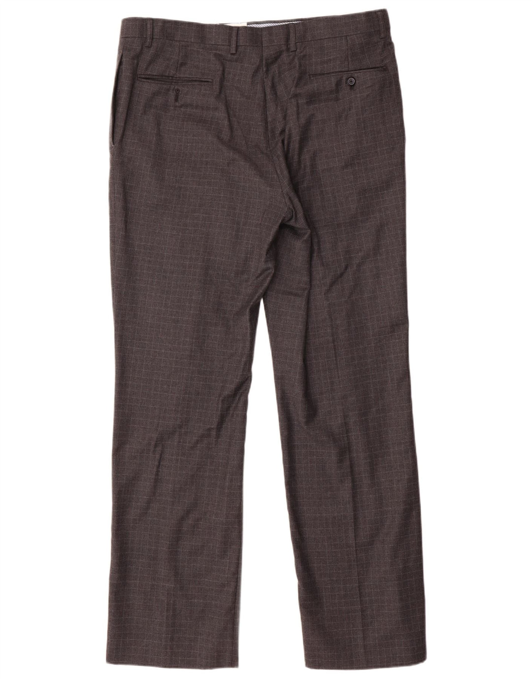 Pantaloni de costum drepți pentru bărbați Tommy Hilfiger L34 L33 Lână cu carouri gri