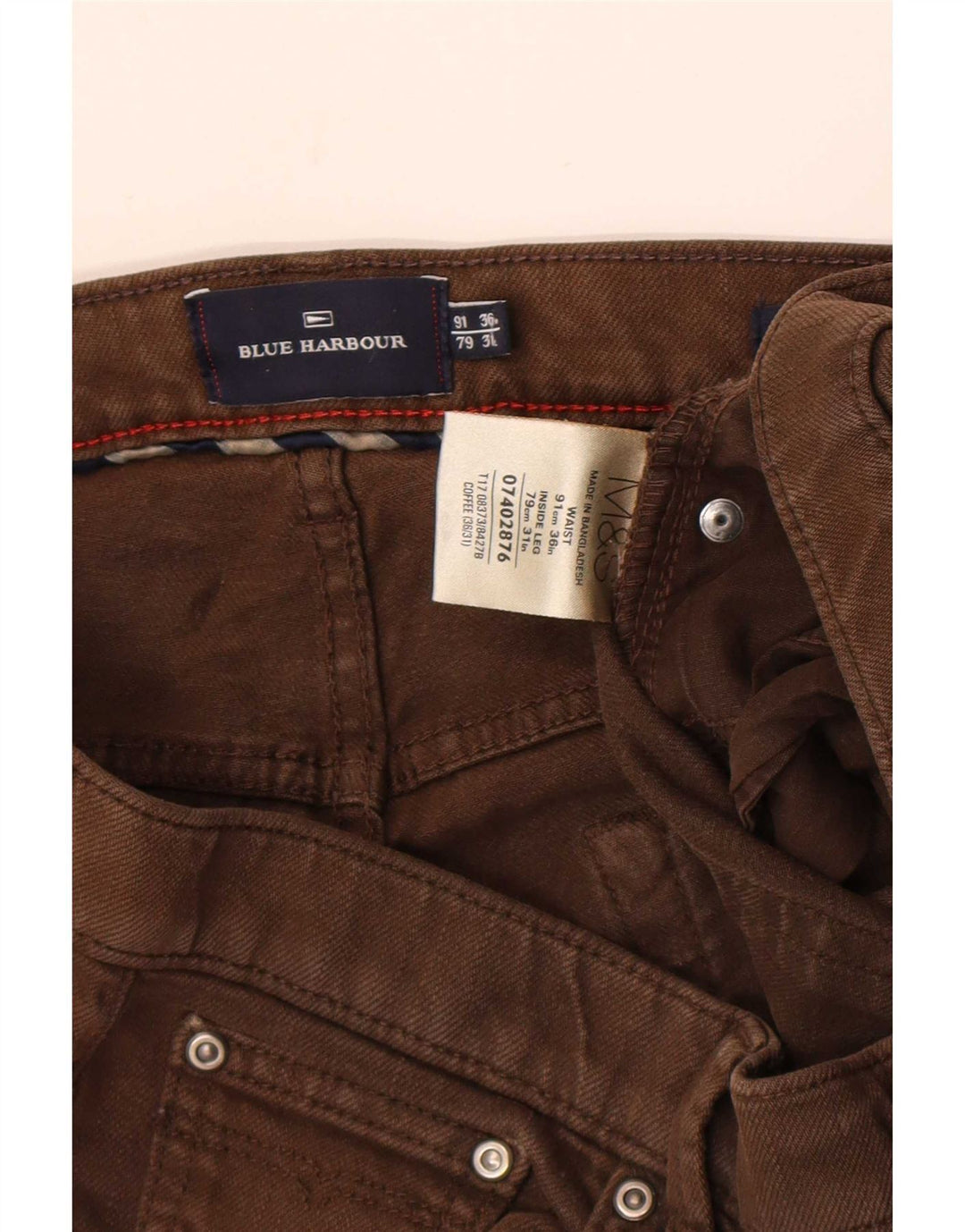 Blugi drepti Blue Harbour pentru femei Marks & Spencer W36 L31 bumbac maro