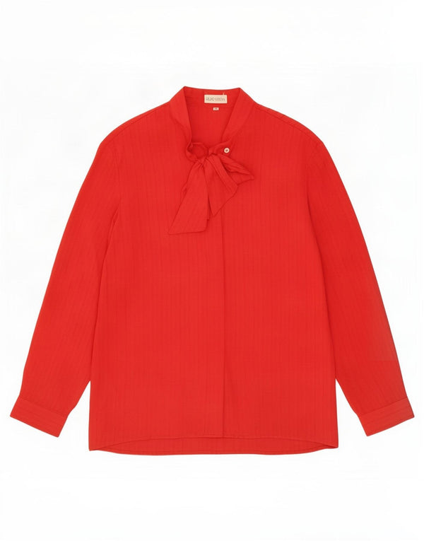 Bluză Vintage cu mânecă lungă pentru femei cu cravată în față Top IT 48 XL cu dungi roșii