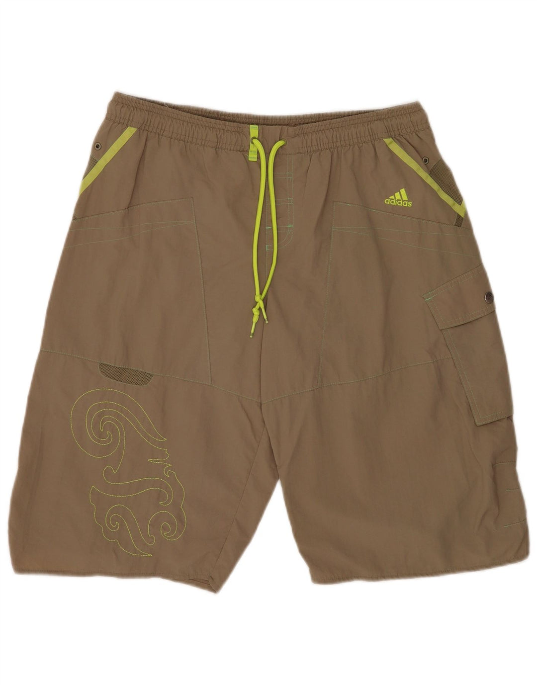 Pantaloni scurți de înot cu grafică Adidas pentru bărbați, nailon mare kaki