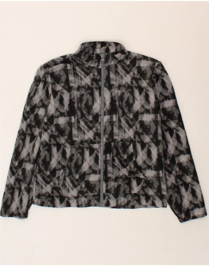 EDDIE BAUER Girls Fleece Jacket 14-15 Years Large  Grey Geometric Vintage Eddie Bauer and Second-Hand Eddie Bauer from Messina Hembry 