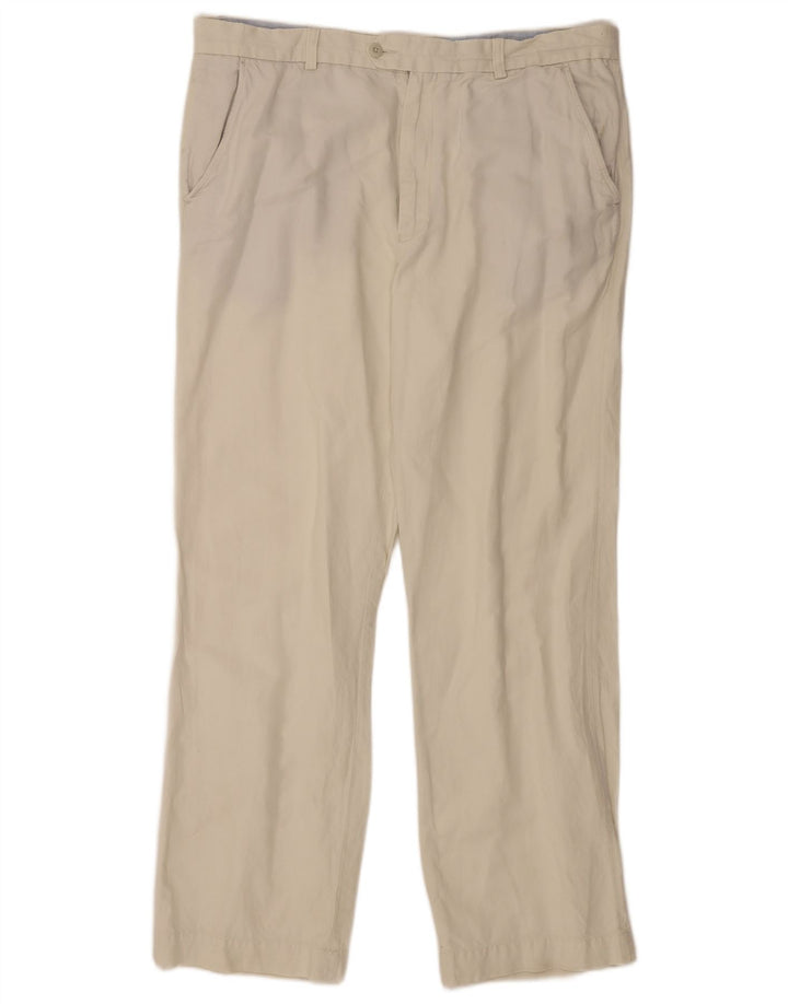 Marks & Spencer Pantaloni de costum drepți Blue Harbour pentru bărbați, L40 L33, alb