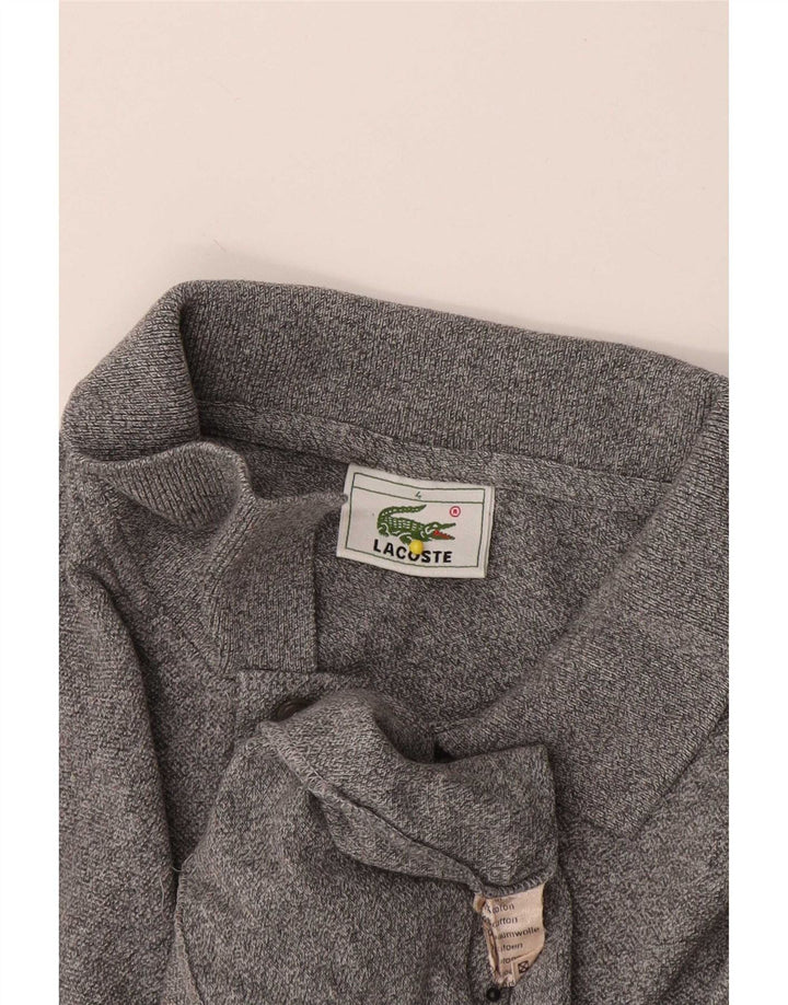 Tricou polo pentru bărbați Lacoste cu mânecă lungă, mărimea 4, bumbac gri mediu
