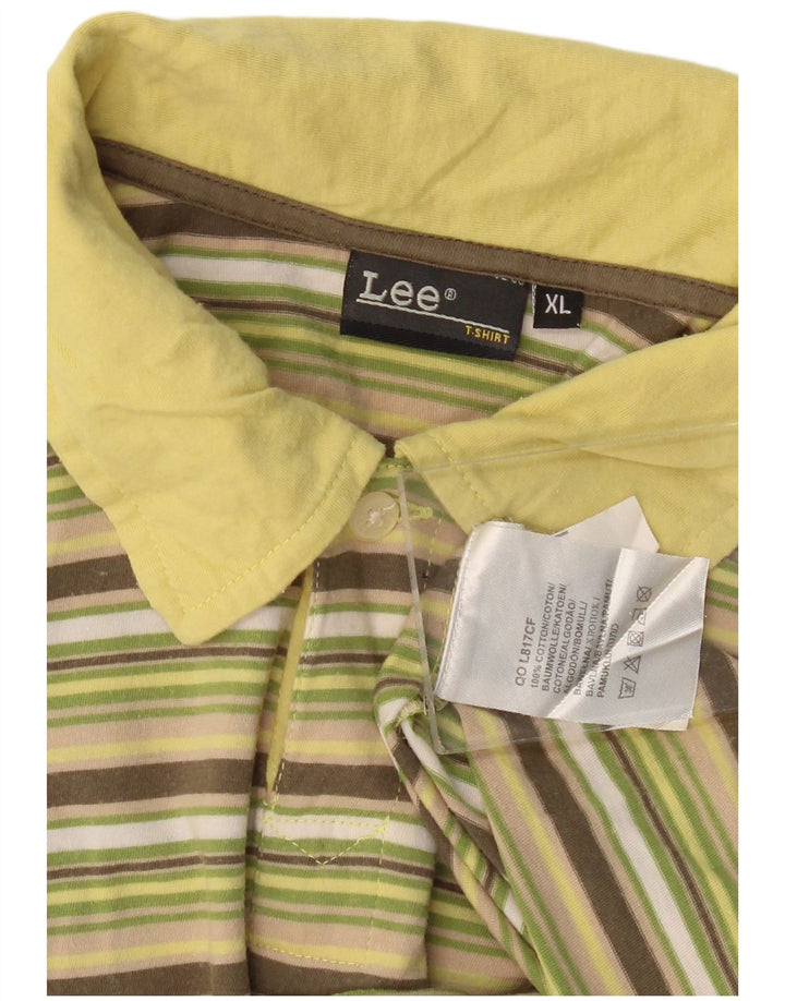 Tricou polo LEE pentru femei UK 18 XL, bumbac cu dungi multicolore