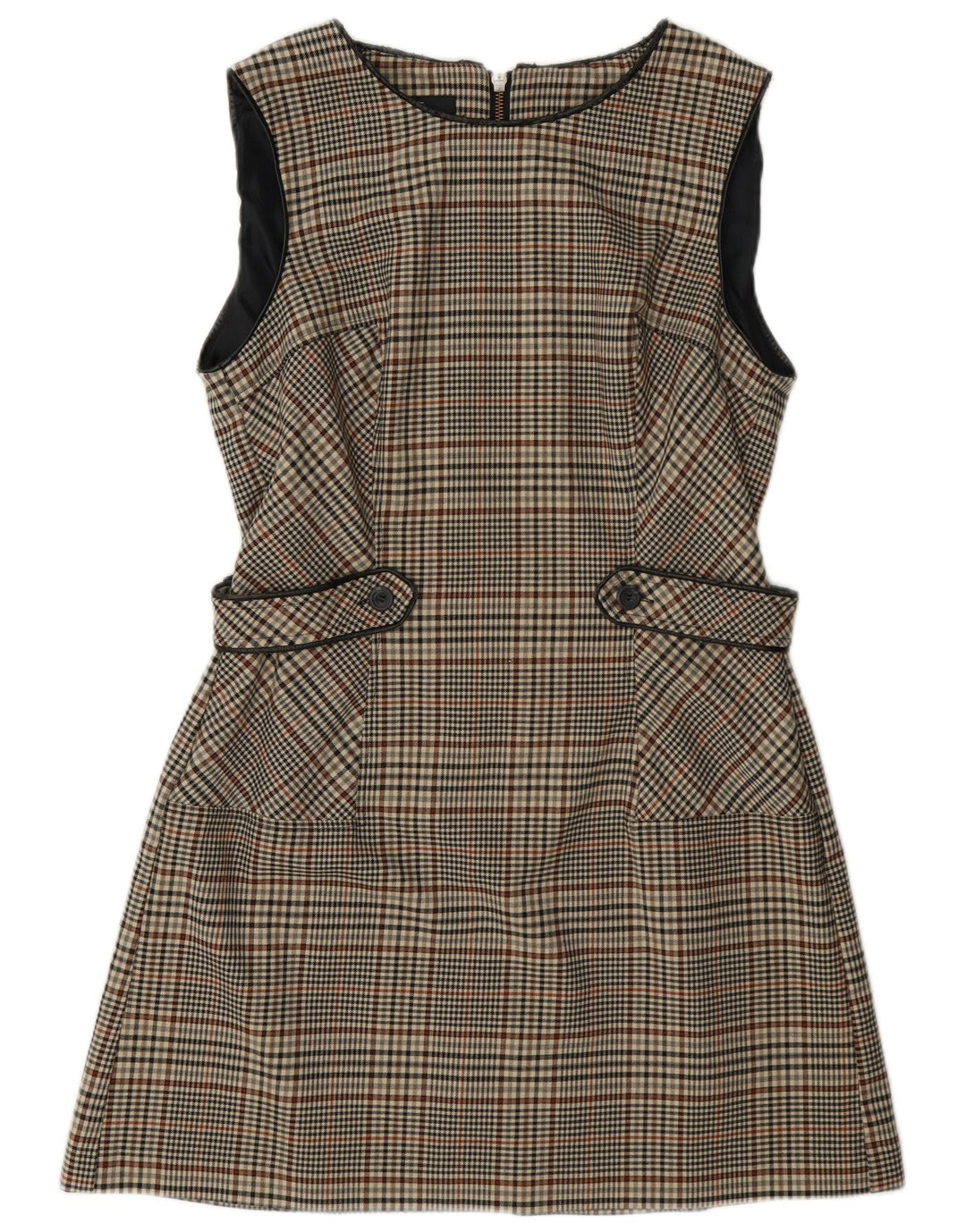 Următorul Rochie A-Line fără mâneci pentru femei UK 14 Medium Gri Houndstooth
