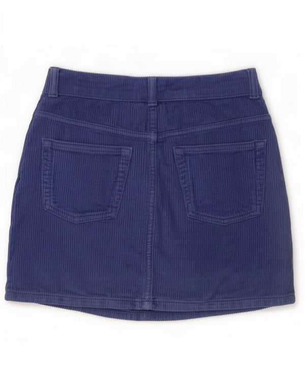 Fusta mini din velur pentru femei Topshop UK 4 XS W24 Bumbac bleumarin