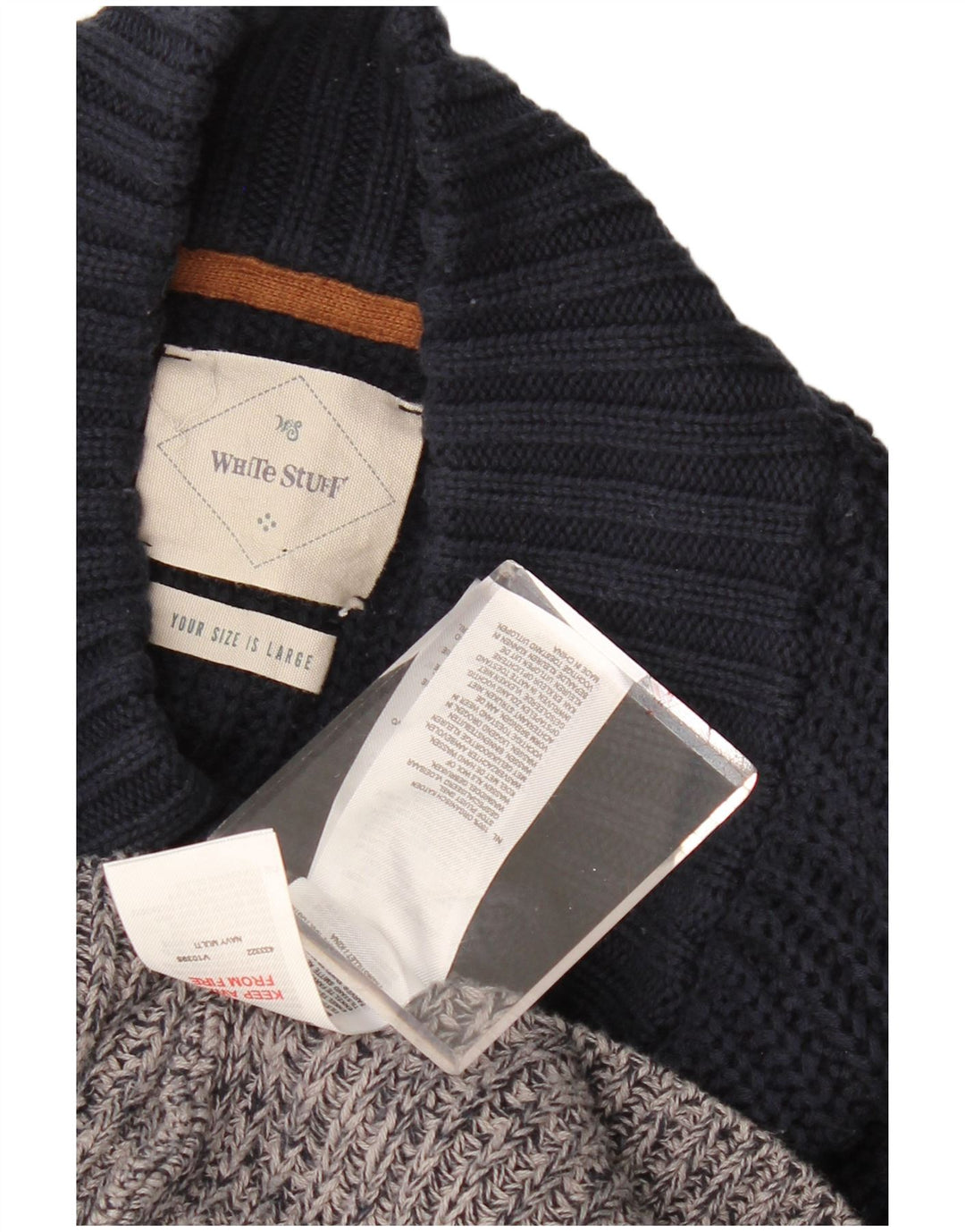 WHITE STUFF Pulover pentru femei cu gât cu nasturi, UK 16, mare, gri Colorblock